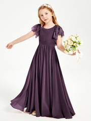 Robes de Demoiselle d'Honneur Junior avec Manches Flottantes en Dentelle Plum