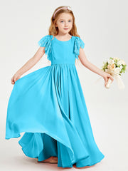 Robes de Demoiselle d'Honneur Junior avec Manches Flottantes en Dentelle Piscine