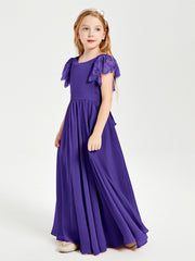 Robes de Demoiselle d'Honneur Junior avec Manches Flottantes en Dentelle Régence