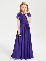 Robes de Demoiselle d'Honneur Junior avec Manches Flottantes en Dentelle Régence