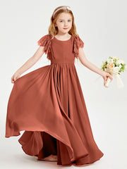 Robes de Demoiselle d'Honneur Junior avec Manches Flottantes en Dentelle Rouille