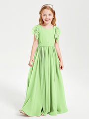 Robes de Demoiselle d'Honneur Junior avec Manches Flottantes en Dentelle Sauge