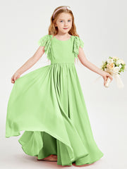 Robes de Demoiselle d'Honneur Junior avec Manches Flottantes en Dentelle Sauge