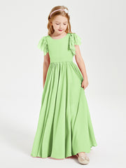 Robes de Demoiselle d'Honneur Junior avec Manches Flottantes en Dentelle Sauge