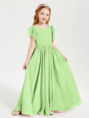 Robes de Demoiselle d'Honneur Junior avec Manches Flottantes en Dentelle Sauge