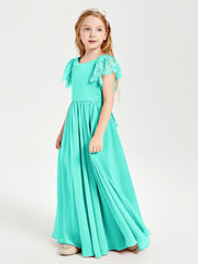 Robes de Demoiselle d'Honneur Junior avec Manches Flottantes en Dentelle Spa