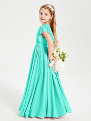 Robes de Demoiselle d'Honneur Junior avec Manches Flottantes en Dentelle Spa