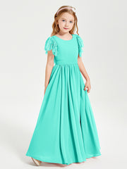 Robes de Demoiselle d'Honneur Junior avec Manches Flottantes en Dentelle Spa