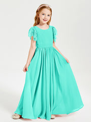 Robes de Demoiselle d'Honneur Junior avec Manches Flottantes en Dentelle Spa
