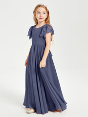 Robes de Demoiselle d'Honneur Junior avec Manches Flottantes en Dentelle Orageux