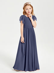 Robes de Demoiselle d'Honneur Junior avec Manches Flottantes en Dentelle Orageux