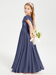 Robes de Demoiselle d'Honneur Junior avec Manches Flottantes en Dentelle Orageux