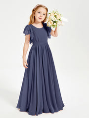 Robes de Demoiselle d'Honneur Junior avec Manches Flottantes en Dentelle Orageux