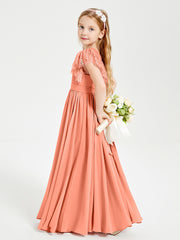 Robes de Demoiselle d'Honneur Junior avec Manches Flottantes en Dentelle Crépuscule