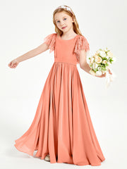 Robes de Demoiselle d'Honneur Junior avec Manches Flottantes en Dentelle Crépuscule