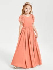 Robes de Demoiselle d'Honneur Junior avec Manches Flottantes en Dentelle Crépuscule
