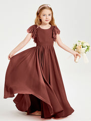 Robes de Demoiselle d'Honneur Junior avec Manches Flottantes en Dentelle Terracotta
