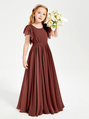 Robes de Demoiselle d'Honneur Junior avec Manches Flottantes en Dentelle Terracotta