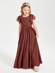 Robes de Demoiselle d'Honneur Junior avec Manches Flottantes en Dentelle Terracotta