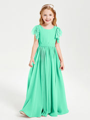 Robes de Demoiselle d'Honneur Junior avec Manches Flottantes en Dentelle Turquoise