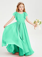 Robes de Demoiselle d'Honneur Junior avec Manches Flottantes en Dentelle Turquoise