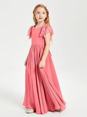 Robes de Demoiselle d'Honneur Junior avec Manches Flottantes en Dentelle Pastèque