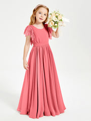Robes de Demoiselle d'Honneur Junior avec Manches Flottantes en Dentelle Pastèque