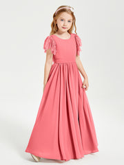 Robes de Demoiselle d'Honneur Junior avec Manches Flottantes en Dentelle Pastèque