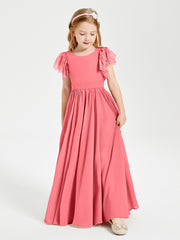 Robes de Demoiselle d'Honneur Junior avec Manches Flottantes en Dentelle Pastèque