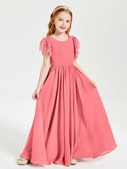 Robes de Demoiselle d'Honneur Junior avec Manches Flottantes en Dentelle Pastèque