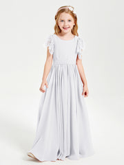 Robes de Demoiselle d'Honneur Junior avec Manches Flottantes en Dentelle Blanc