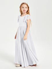 Robes de Demoiselle d'Honneur Junior avec Manches Flottantes en Dentelle Blanc