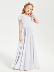Robes de Demoiselle d'Honneur Junior avec Manches Flottantes en Dentelle Blanc