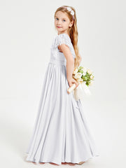 Robes de Demoiselle d'Honneur Junior avec Manches Flottantes en Dentelle Blanc