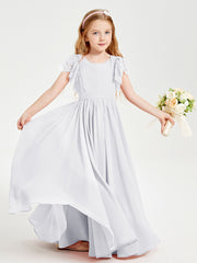 Robes de Demoiselle d'Honneur Junior avec Manches Flottantes en Dentelle Blanc