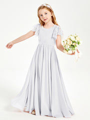 Robes de Demoiselle d'Honneur Junior avec Manches Flottantes en Dentelle Blanc