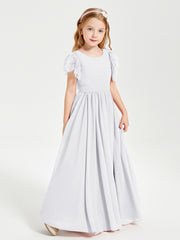 Robes de Demoiselle d'Honneur Junior avec Manches Flottantes en Dentelle Blanc