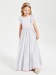 Robes de Demoiselle d'Honneur Junior avec Manches Flottantes en Dentelle Blanc
