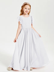 Robes de Demoiselle d'Honneur Junior avec Manches Flottantes en Dentelle Blanc