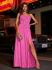 Robe de A-ligne à Col Carré en Jersey Longueur au Sol Azalée Grande Taille
