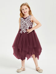 Robes de Demoiselle d'Honneur Junior en Tulle à Longueur de Mollet Cabernet
