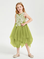 Robes de Demoiselle d'Honneur Junior en Tulle à Longueur de Mollet Trèfle