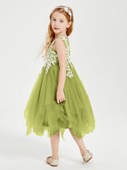 Robes de Demoiselle d'Honneur Junior en Tulle à Longueur de Mollet Trèfle