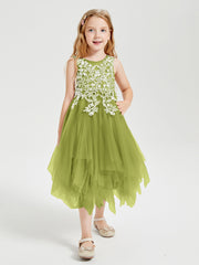Robes de Demoiselle d'Honneur Junior en Tulle à Longueur de Mollet Trèfle