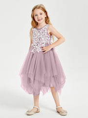 Robes de Demoiselle d'Honneur Junior en Tulle à Longueur de Mollet Dusk
