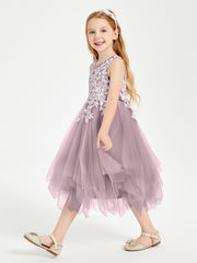 Robes de Demoiselle d'Honneur Junior en Tulle à Longueur de Mollet Dusk