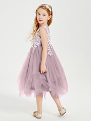 Robes de Demoiselle d'Honneur Junior en Tulle à Longueur de Mollet Dusk