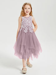 Robes de Demoiselle d'Honneur Junior en Tulle à Longueur de Mollet Dusk