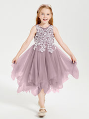 Robes de Demoiselle d'Honneur Junior en Tulle à Longueur de Mollet Dusk
