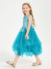 Robes de Demoiselle d'Honneur Junior en Tulle à Longueur de Mollet Jade